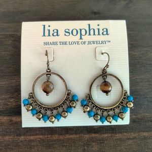 New Lia Sophia Blue Dangle Earrings